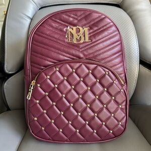 Badgley Mischka Pocket Studded Backpack, Plum Color, NWT